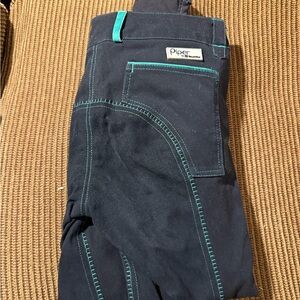 Piper blue breeches with Teal Stitching